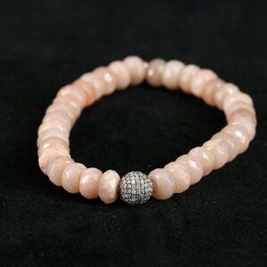 Sheryl Lowe Sunstone and Diamond Bead Bracelet